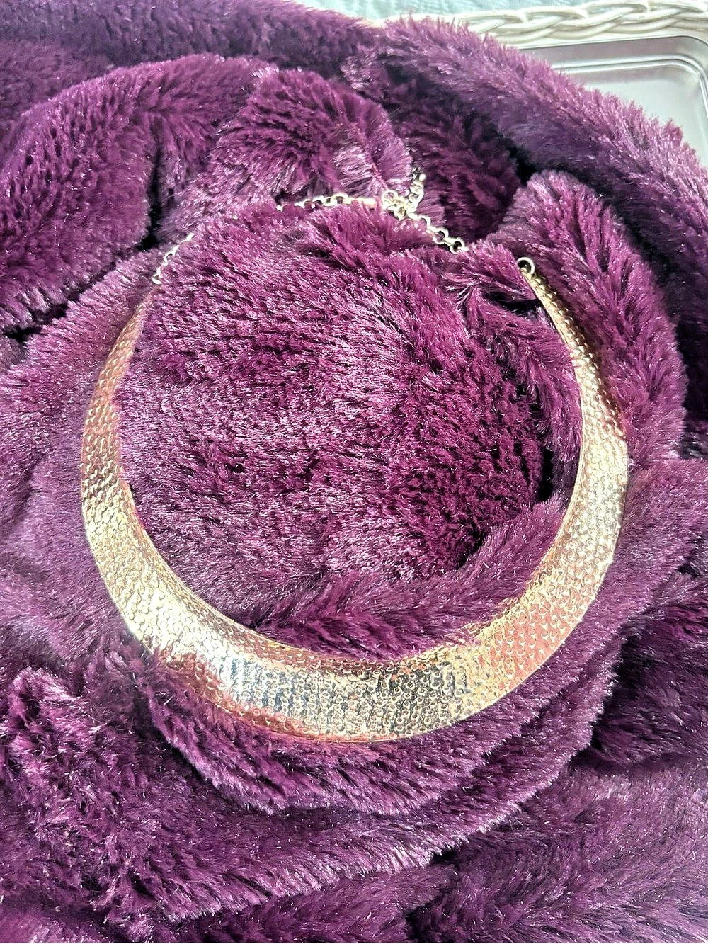 Gold-Tone Textured Collar Necklace